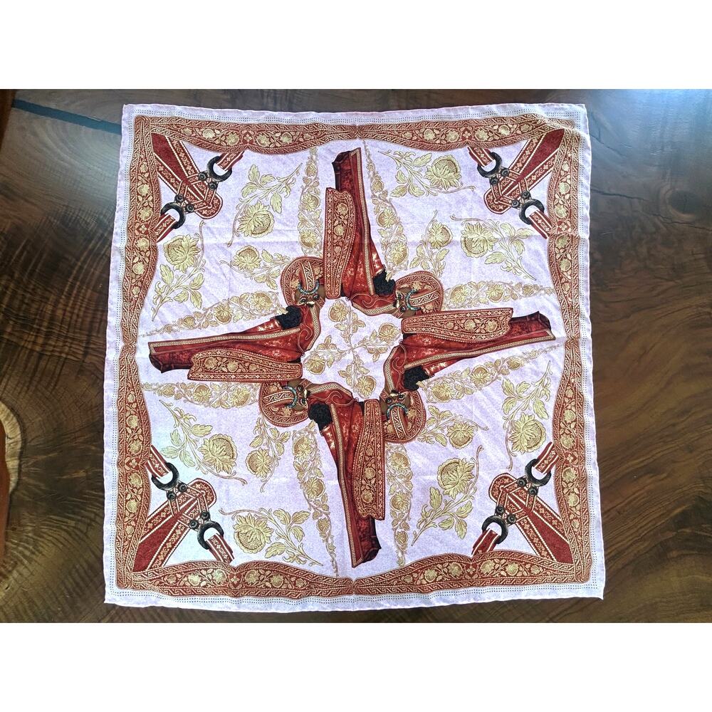Pineda Covalin Mexico Silk Scarf Charrería Charro Saddle Pink Greca